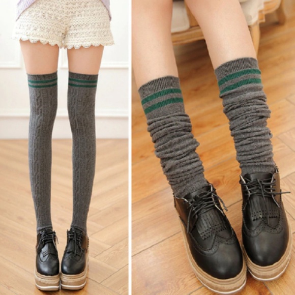 ❤️NEW Sexy Knit Over the Knee Stripe Stockings - Picture 4 of 8